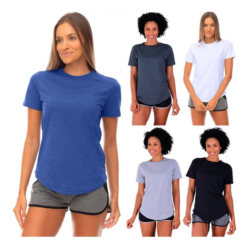 Kit 5 Camiseta Longline Feminina Mxd Conceito Cores Lisas