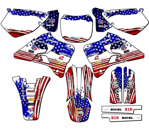 2000-2001 Yz 125 Merica Usa Senge Graphics Complete Kit Comp