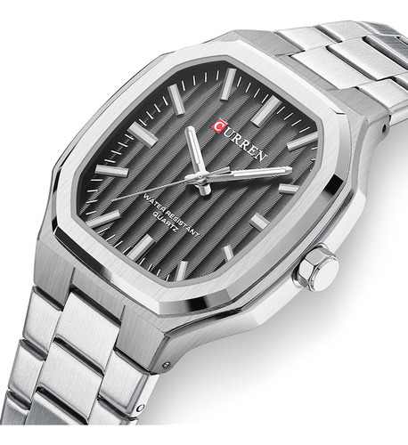 Relojes Impermeables De Acero Inoxidable Curren Fashion Para Color Del Fondo Silver Black