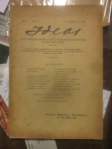Ideas. Revista Bimestral Año 1 Num 2. Noviembre 1915 