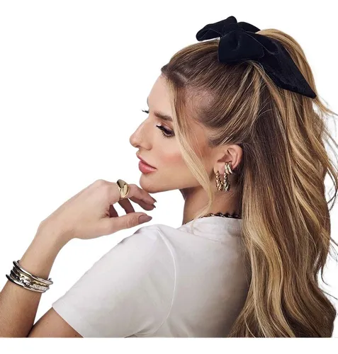 Laço Cabelo Veludo Alemão Nat Preto Piuka