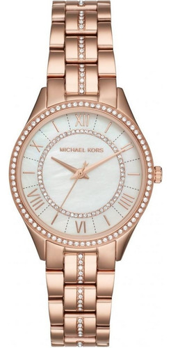 Reloj Michael Kors Lauryn Mk3716 E-watch Color de la correa Oro Rosa Color del fondo Blanco