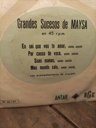 Antiguo Disco Ep Grandes Sucesos De Maysa, Antar.