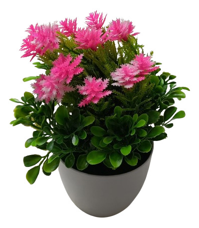 Planta Artificial Con Flores Rosadas 21 Cm