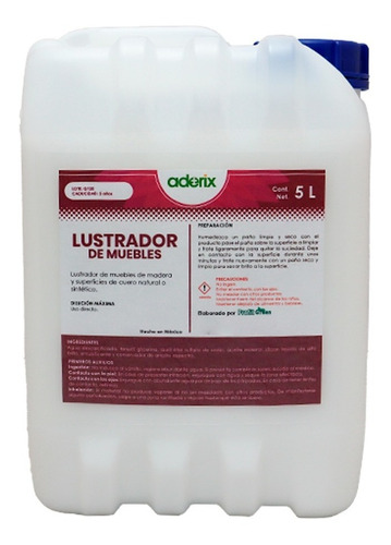 Lustrador Limpiador Para Muebles De Madera Líquido 5 Litros