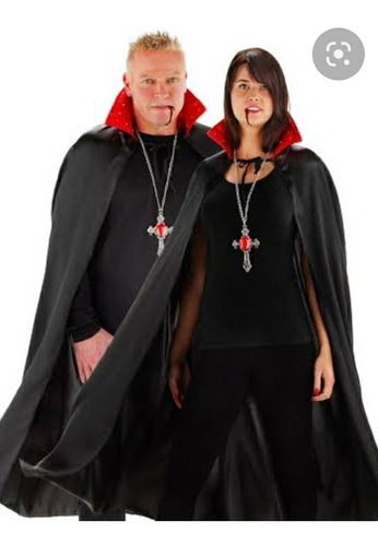 Imagen 2 de 4 de Capa Vampiro Bruja Mago Talla L Disfraz Halloween 142cm