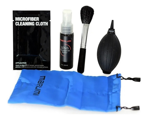 Imagen 3 de 10 de Kit P/ Camara Filtro Con Cepillo Paño Spray Soplador Marumi