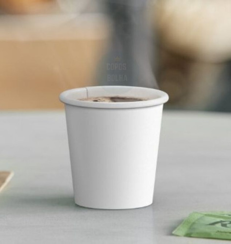 50 Copo Biodegradável 80 Ml Branco C/ Tampa Café Expresso