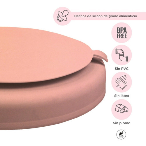 Nap-plato De Silicón Adherible Con Divisiones Y Succión/bebe Color Palo rosa