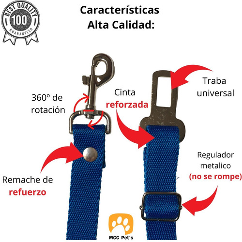 Imagen 4 de 4 de Cinturón De Seguridad Mascotas - Reforzado Reglamentario!