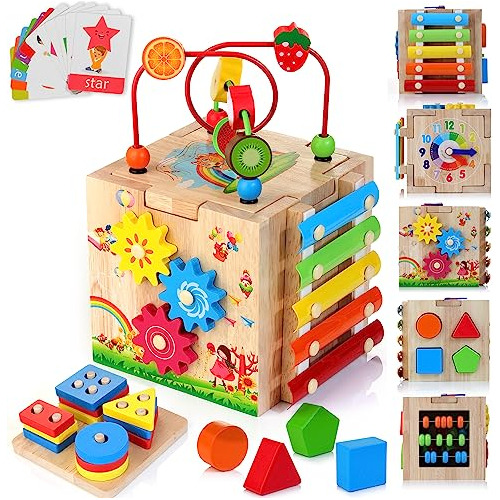 Cubo De Actividades Bebés De Madera Niños, Juego De R...