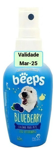 Colônia Perfume Beeps Blueberry 60ml Pet Society Cães Gatos