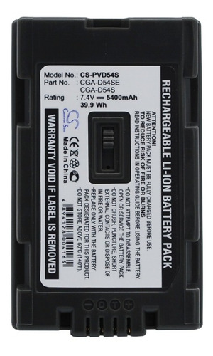 Batería Compatible Con Panasonic Agdvc62 Pvd54s 5400mah 7.4v