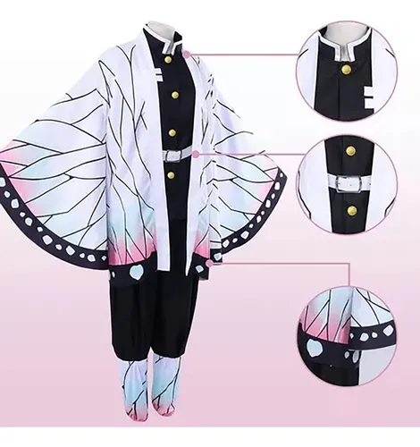 Demon Slayer: Kimetsu No Yaiba Kocho Shinobu Anime Disfraz De Cosplay Para Niños Con Peluca