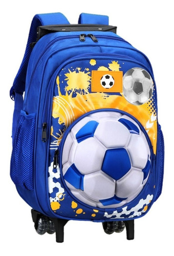 Mochila C/ Carro 15 PuLG. Trendy 51350 Bolsillos Y Futbol 3d