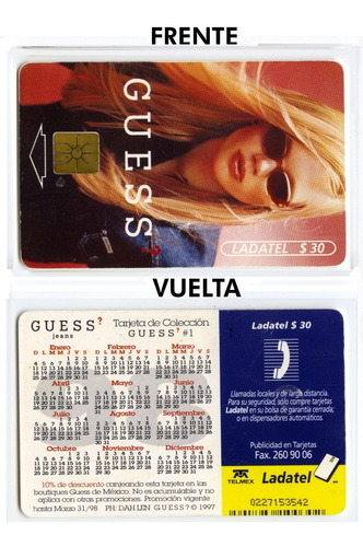 Tarjeta Ladatel $30 Guess Tarjeta 1: Calendario 1998