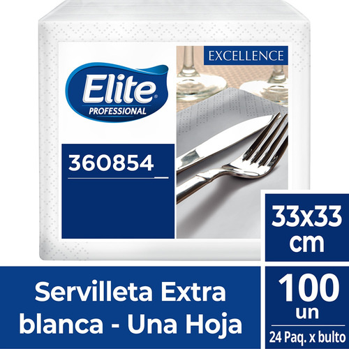 Servilleta Elite Excellence Extra Blanca 33x33 100 Unid