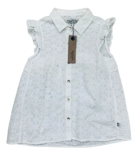 Camisa M/c 8/12 Broderie Blanca Wanama New