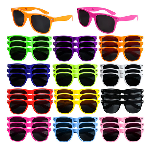 Paquete De 36 Lentes De Sol De Nen De 12 Colores Para Fiesta