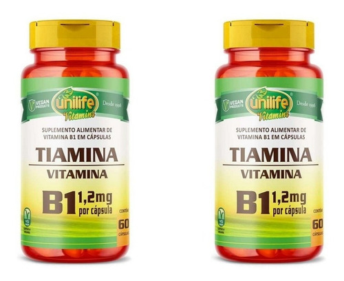 X2 Tiamina Unilife Vitamina B1 (120 Cáps Veganas) Envío Gra 