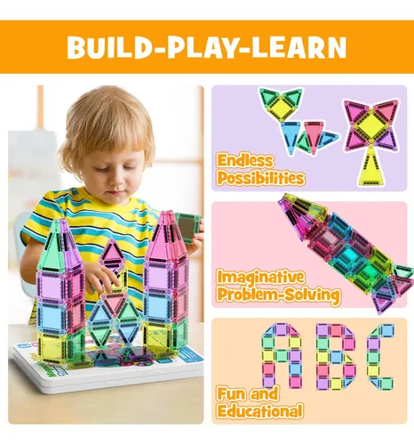 42 Bloques Magnéticos Portátiles En Caja Metálica – Juguete Educativo Y Creativo Para Niños De 3 A 8 Años, Ideal Para Viajes