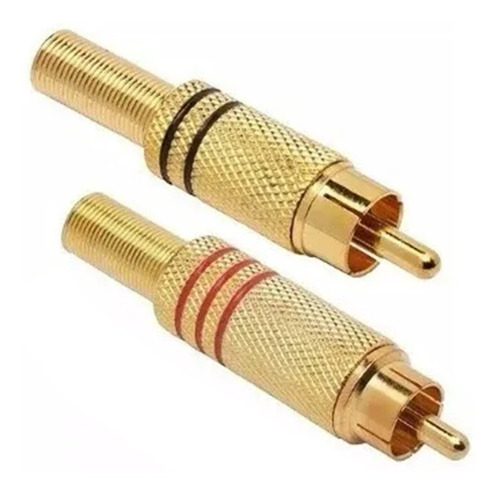 Kit Com 100 Plug Rca Macho Dourado 6mm  P/ Audio Ou Video