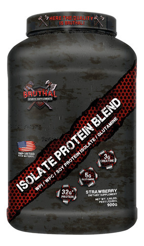 Whey Protein Isolate Blend 900g - Bruthal Sports Sabor Morango