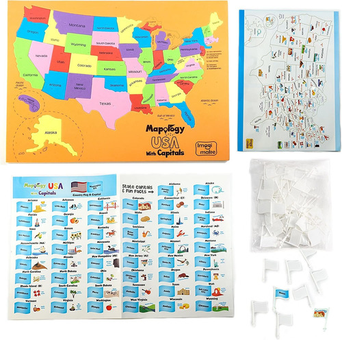 Imagimake Mapology Usa Con Capitales, Aprende Estados De Ee.
