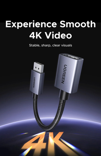 Ugreen Adaptador Convertidor Displayport Dp A Hdmi 4k 20cm