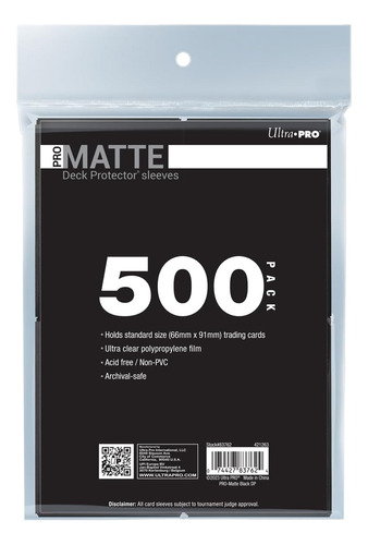 500ct Negro Promatte Standard Card Sleeve Deck Protecto...