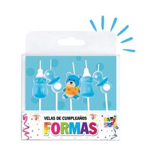 Party Store- Velas Formas Set 1er Añito X5 Varon Cumpleaños