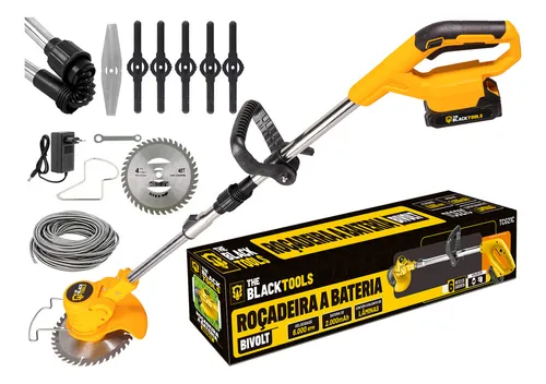 Roçadeira Aparador Grama A Bateria Recarregável 21v 750w Profissional Com Acessórios Tcg21c The Black Tools