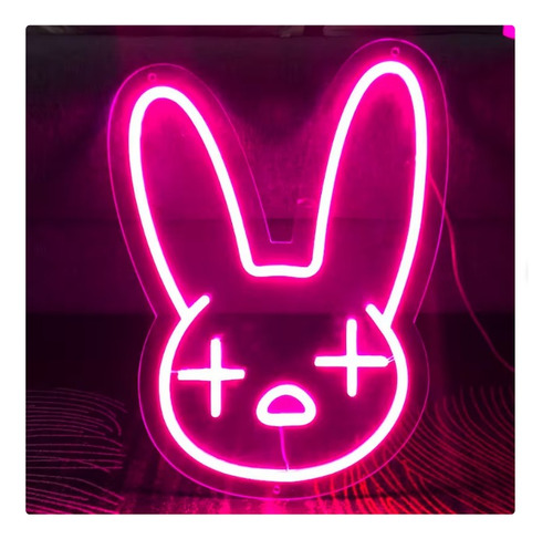 Letrero Led Neon Bad Bunny Conejo Logo Reggaetón Alto 75cm