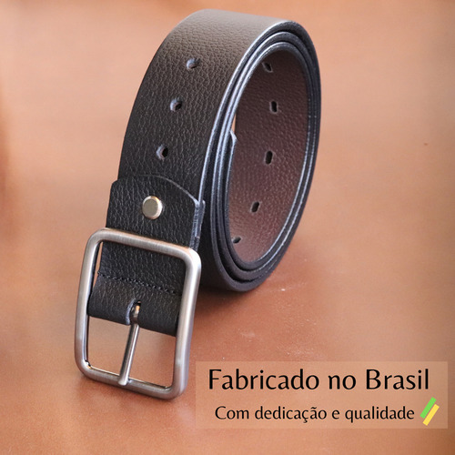 Cinto Masculino Dupla Face Couro Legítimo Cor Preto e Marrom Tamanho G Cintura 105