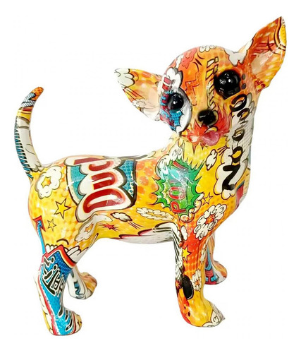 Graffiti Chihuahua Estatua Perro Estatuilla Adorno Para
