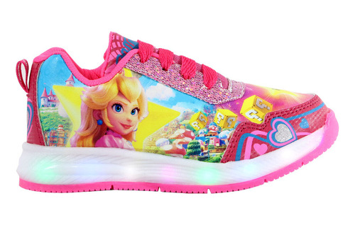 Tenis Princesa Peach Botas Niñas Mario Bros Luces Led Kuali