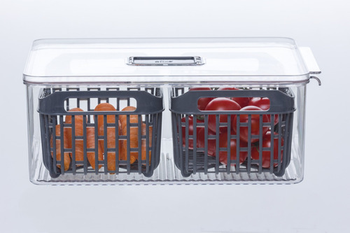Caja Organizadora Con 2 Cestas Para Refrigerador 32.5 X 22.5