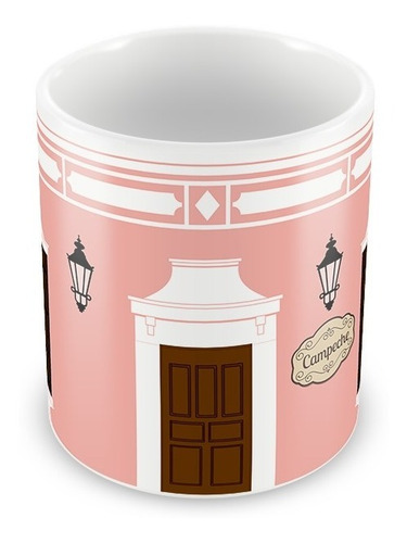 Imagen 2 de 3 de Taza Fachada Colonial Campeche Rosa