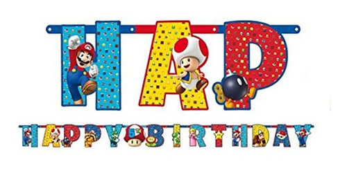 Banner Super Mario Bros Jumbo Carta  Kit Personalizable 25 P