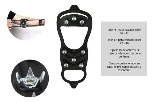 Crampon Antideslizante Nieve Escarcha Hielo Picks Acero 7mm M - 36/41