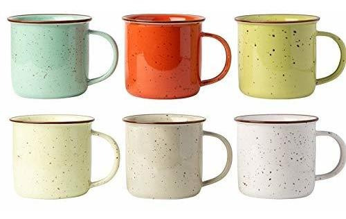 Taza De Ceramica Moteada Para Fogata - Juego De 6 Tazas De C