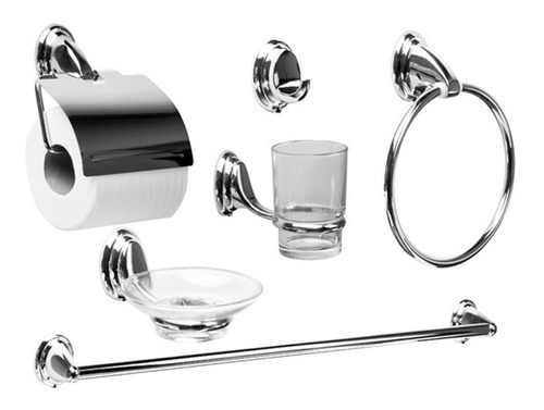 Set Accesorios Para Baño Completo 6 Piezas Cromado Ysm660