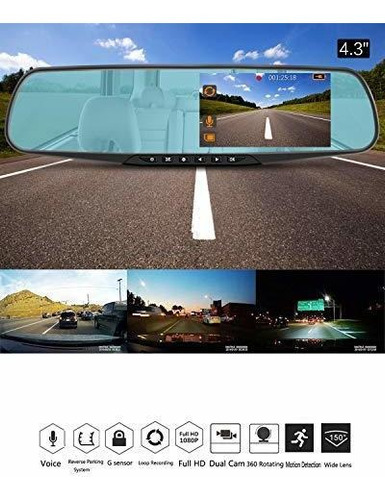 Retrovisor Espejo Dash Cam Ok Autoeye Full Hd 1080p Doble