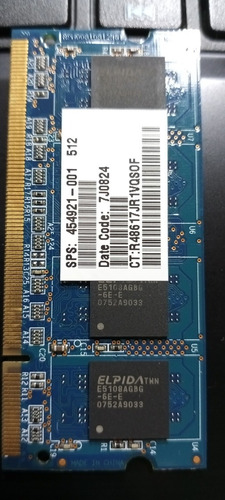 Memoria Sodimm Pc2-5300s-555 512 Mb 1rx8 Ramaxel Elpida Ntbk