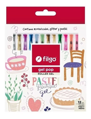 Lapiceras Roller Filgo Gel Pop Pastel Boutique X 12 Unidades