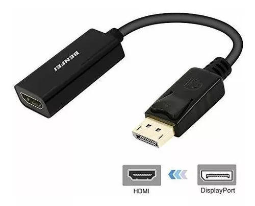 Benfei DisplayPort a HDMI Macho a Hembra Chapado en Oro Compatible con Lenovo DELL HP y Otras Marcas Cable Adaptador de DisplayPort a HDMI 