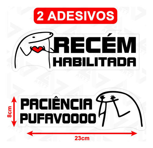 Kit 2 Adesivos Recém Habilitada Paciência Pufavo Meme Flork