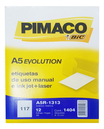 Etiquetas 117 Pimaco 013 Mm Papel A5 Adesiva Ink-jet/laser Cor Branco