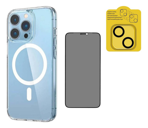 Funda +inalambricos + 20w + Usb C + Antiespia 9d Para Iphone Transparente/ Iphone 12