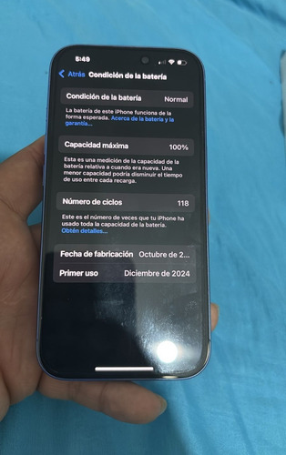 Apple Iphone 16 (128 Gb) - Ultramarino 100 De Pila Sim Fisic Azul (Usado)